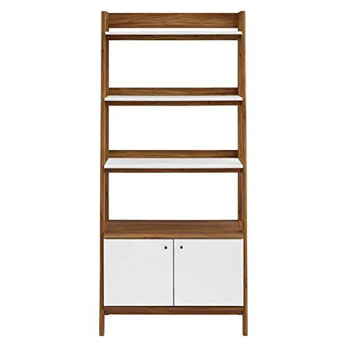 Modway Bixby Bookshelf | Modern Display Bookcase 33" - Walnut White Modway