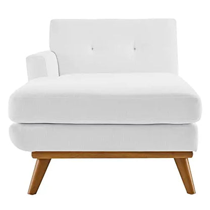 Modway Engage Mid-Century Modern Upholstered Fabric Left-Arm Chaise in White Modway