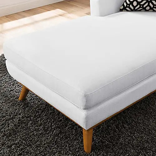 Modway Engage Mid-Century Modern Upholstered Fabric Left-Arm Chaise in White Modway