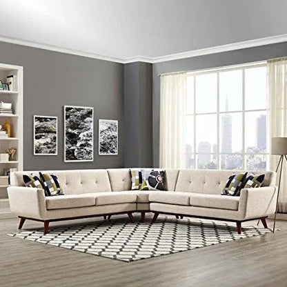 Modway Engage Modern Upholstered L-Shaped Sectional Sofa - Beige Modway