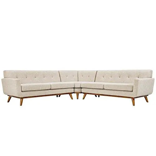 Modway Engage Modern Upholstered L-Shaped Sectional Sofa - Beige Modway