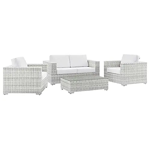 Modway Outdoor Furniture Patio Set  EEI-5446-LGR-WHI - Light Gray White Modway
