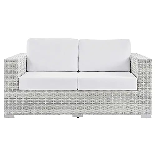 Modway Outdoor Rattan Furniture Patio Loveseat - Light Gray White Modway