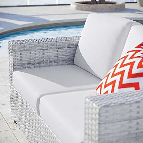 Modway Outdoor Rattan Furniture Patio Loveseat - Light Gray White Modway