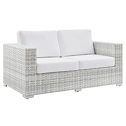 Modway Outdoor Rattan Furniture Patio Loveseat - Light Gray White Modway