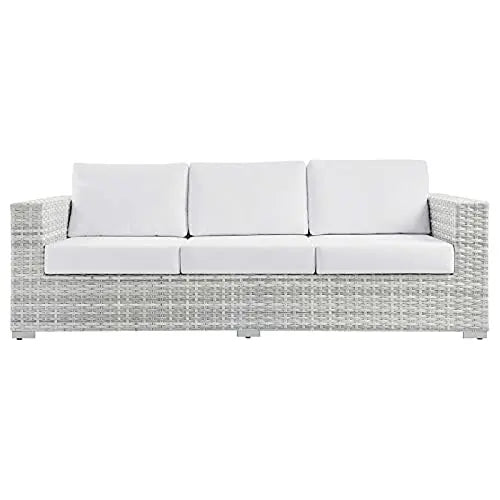 White Modway Outdoor Rattan Sofa