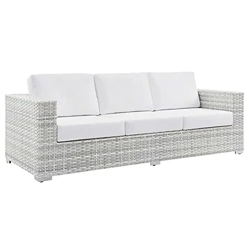 Modway Outdoor Rattan Furniture Patio Sofa - Light Gray White Modway