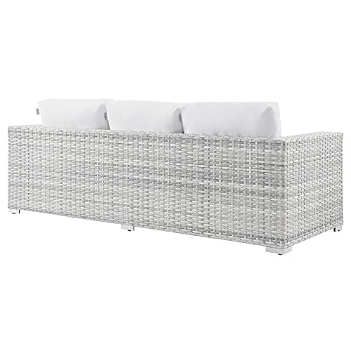 Modway Outdoor Rattan Furniture Patio Sofa - Light Gray White Modway