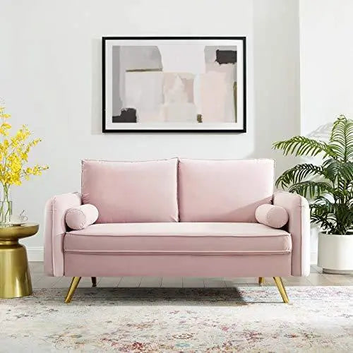 Modway Revive Velvet Modern Loveseat Sofa - Pastel Baby Pink Modway