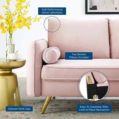 Modway Revive Velvet Modern Loveseat Sofa - Pastel Baby Pink Modway