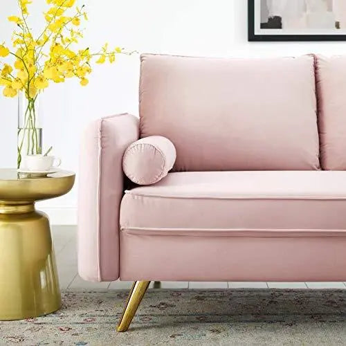 Modway Revive Velvet Modern Loveseat Sofa - Pastel Baby Pink Modway