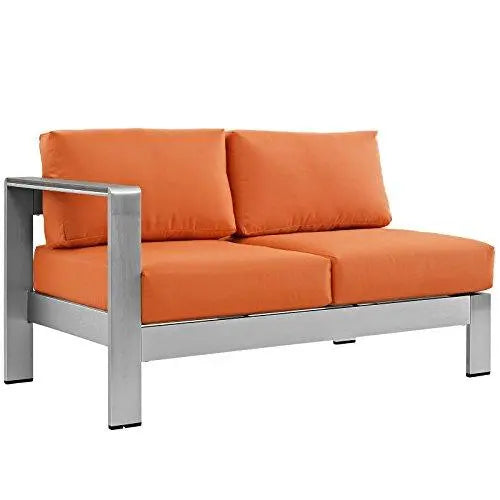 Modway Shore 5-Piece Aluminum Outdoor Patio Sectional Sofa Set - Silver Orange Modway