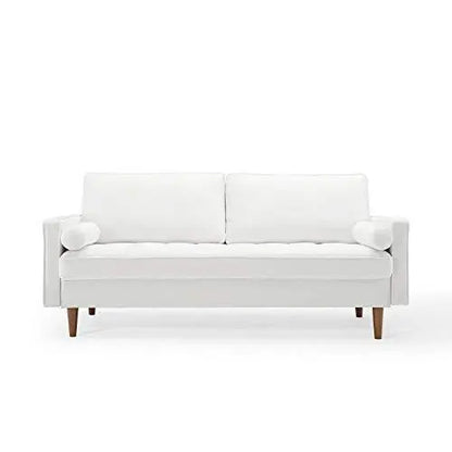 Modway Valour Performance Velvet Upholstered Tufted Modern Sofa - White Modway