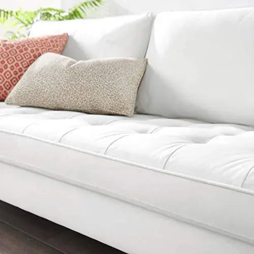 Modway Valour Performance Velvet Upholstered Tufted Modern Sofa - White Modway