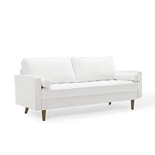 Modway Valour Performance Velvet Upholstered Tufted Modern Sofa - White Modway