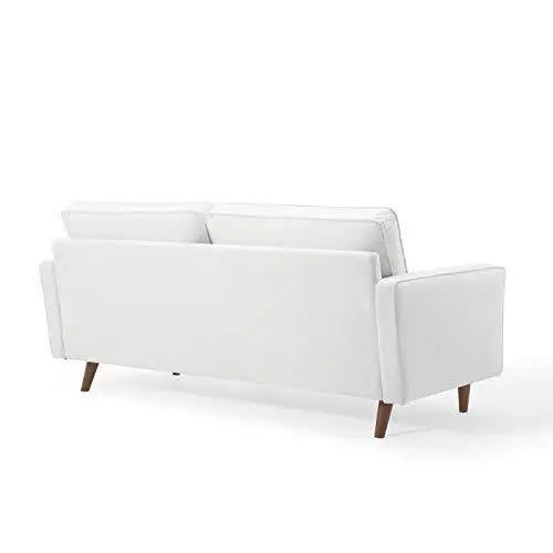 Modway Valour Performance Velvet Upholstered Tufted Modern Sofa - White Modway