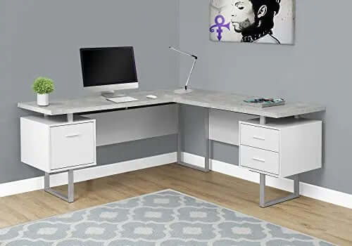 Monarch Specialties Computer Desk, 70" L - White/Cement Monarch Specialties