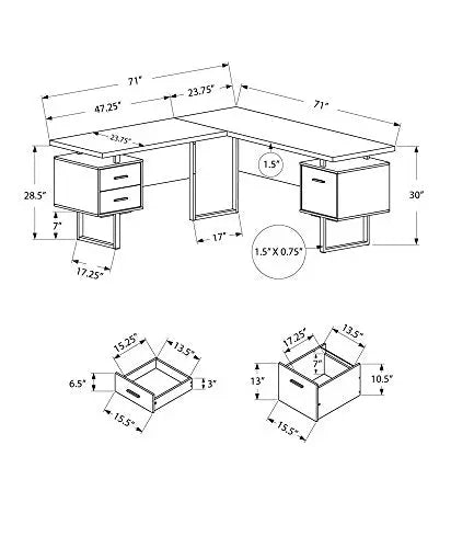 Monarch Specialties Computer Desk, 70" L - White/Cement Monarch Specialties