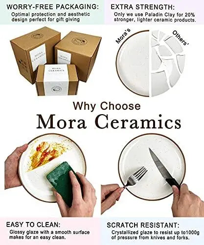 Mora Ceramic Modern Dinnerware Set - Vanilla White MORA CERAMICS HIT PAUSE