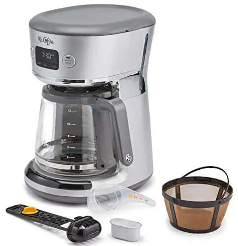 Mr. Coffee Easy Measure 12 Cup Programmable Maker with Gold Tone Reusable Filter Mr. Coffee