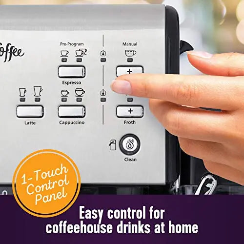 Mr. Coffee Espresso and Cappuccino Machine, Programmable Coffee Maker with Automatic Milk Frother and 19-Bar Pump, Stainless Steel Mr. Coffee