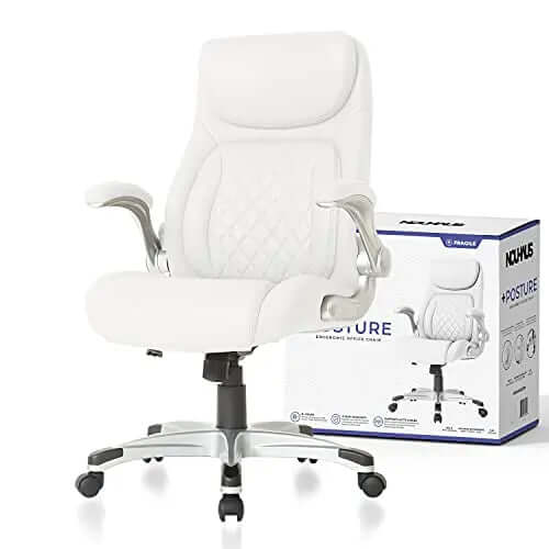 NOUHAUS Office Chair | +Posture Ergonomic PU Leather Chair - White Nouhaus