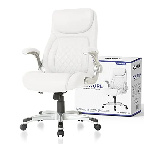 NOUHAUS Office Chair | +Posture Ergonomic PU Leather Chair - White Nouhaus