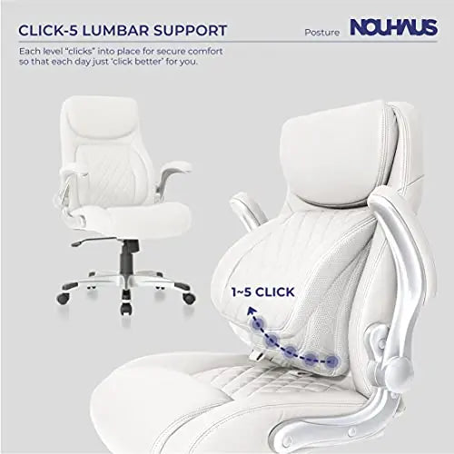 NOUHAUS Office Chair | +Posture Ergonomic PU Leather Chair - White Nouhaus