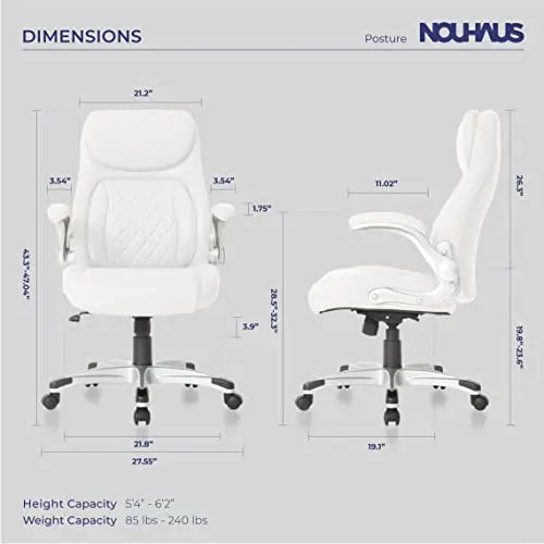 NOUHAUS Office Chair | +Posture Ergonomic PU Leather Chair - White Nouhaus