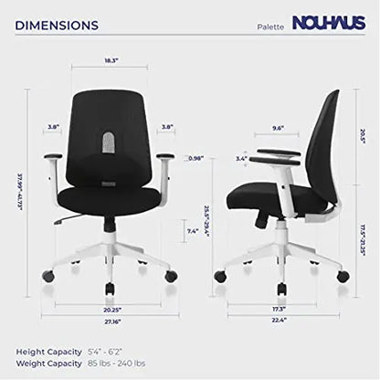NOUHAUS Palette Office Chair | Ergonomic Swivel Chair - Black Nouhaus