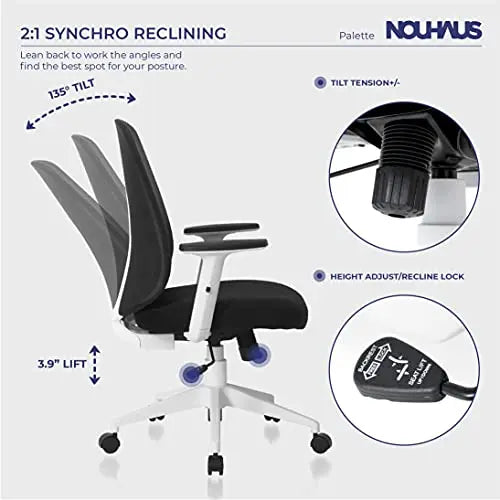 NOUHAUS Palette Office Chair | Ergonomic Swivel Chair - Black Nouhaus