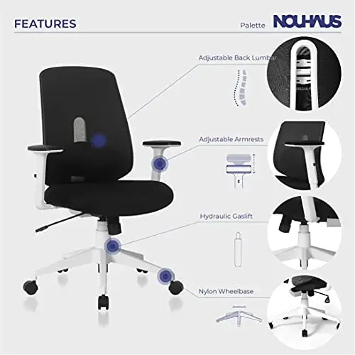 NOUHAUS Palette Office Chair | Ergonomic Swivel Chair - Black Nouhaus