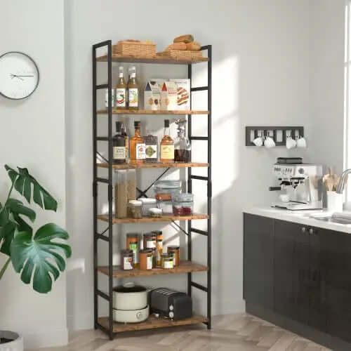NUMENN Bookshelf | Tall Modern 6 Tier Bookcase - Vintage NUMENN
