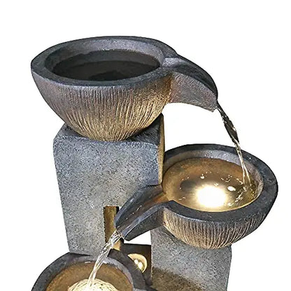 Naturefalls 5-Tier Outdoor Water Fountain with LED Lights - 39 - Grey Naturefalls