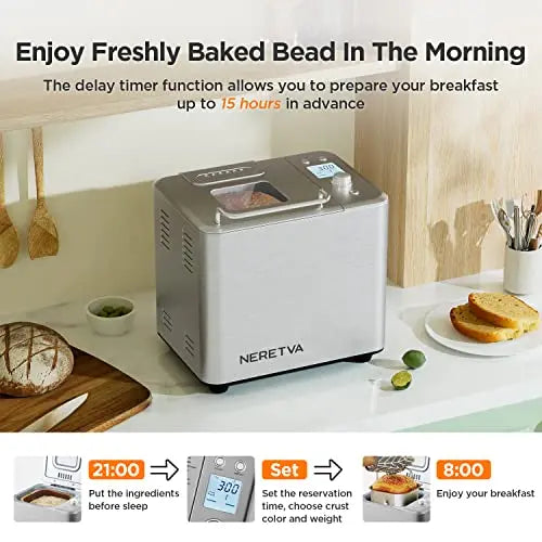 Masterchef Bread Maker- 2-Pound Programmable Machine W 19 Settings and 13-Hour Delay Timer- Free Recipe Guide Included