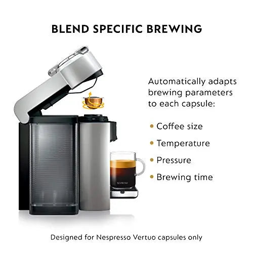 Nespresso Vertuo Espresso Machine (Silver) with Coffee Pods