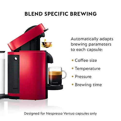 Nespresso Vertuo Plus Coffee and Espresso Maker by De'Longhi - Cherry Red Nestle Nespresso