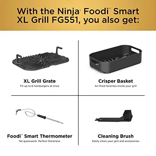 Ninja FG551 Foodi Smart XL 6-in-1 Indoor Grill with 4-Quart Air Fryer - Stainless Steel Finish Ninja