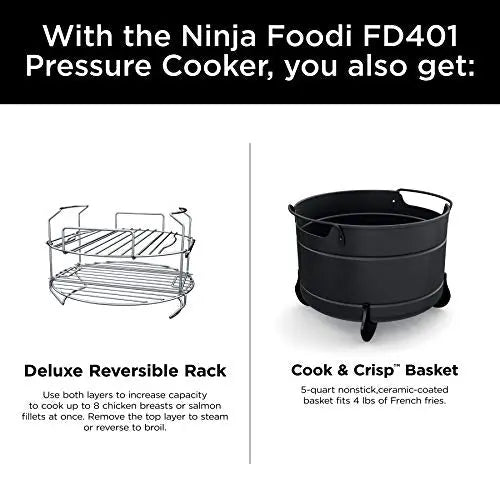 Ninja FD401 Foodi 8-Quart 9-in-1 Deluxe XL Pressure Cooker, Broil,  Dehydrate, Slow Cook, Air Fryer 