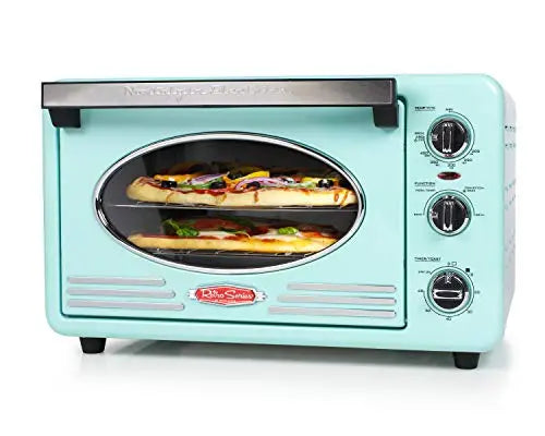 Nostalgia RTOV2AQ Large-Capacity Multi-Functioning Retro Convection Toaster Oven - Aqua Nostalgia