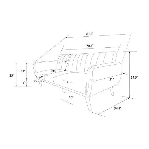 Novogratz Brittany Sofa Futon - Premium Upholstery and Wooden Legs - Grey Novogratz