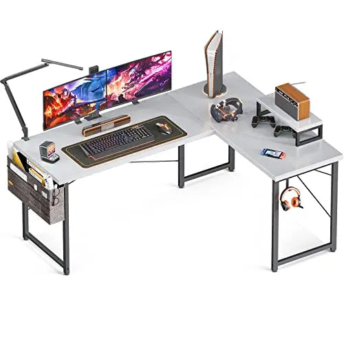 ODK L Shaped Desk, 59" | Computer Corner Office Desk - White ODK