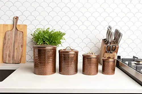 Old Dutch Canister Set of 4 - Antique Copper Old Dutch