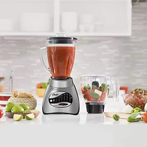 Oster Core 16-Speed Blender with Glass Jar, 006878 - Brushed Chrome/Black Oster