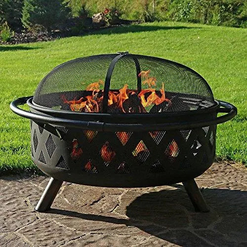 Outdoor Fire Pit | Large Bonfire Wood Burning Patio & Backyard Fire Pit - 36 Inch Sunnydaze