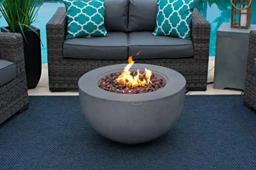 Outdoor Gas Fire Pit | AKOYA Outdoor Essentials 30" Fiber Concrete Fire Pit - Gray AKOYA Outdoor Essentials