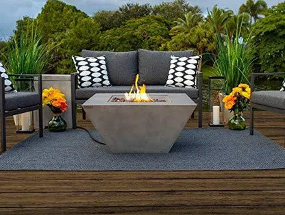 Outdoor Propane Gas Fire Pit Square Bowl Concrete Table - Gray AKOYA Outdoor Essentials