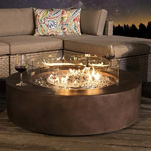 Outdoor Propane Round Fire Pit Table - Dark Bronze & Stainless Steel Burner COSIEST