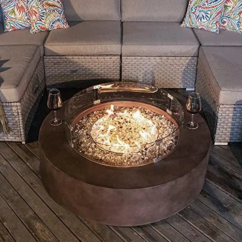 Outdoor Propane Round Fire Pit Table - Dark Bronze & Stainless Steel Burner COSIEST