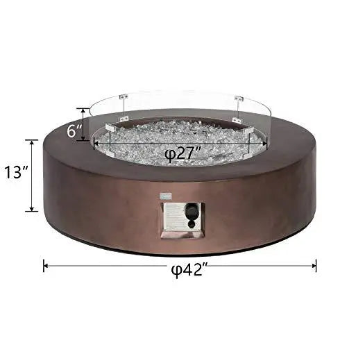 Outdoor Propane Round Fire Pit Table - Dark Bronze & Stainless Steel Burner COSIEST